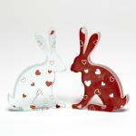 Love Heart Glass Hare Pair ..
