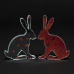 Love Heart Glass Hare Pair ..